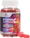 Suhkruvaba C-vitamiini kummid - immuunsuse tugi ja antioksüdant C-vitamiini toidulisand - Vegan, GMO, piima ja gluteenivaba C-vitamiini nämmy - Vaarikamaitse lastele ja täiskasvanutele - 60 Count Gummies