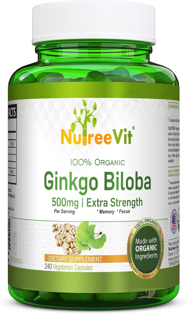 NutreeVit Ginkgo Biloba Taimse täienduse kapslid (240 loend)