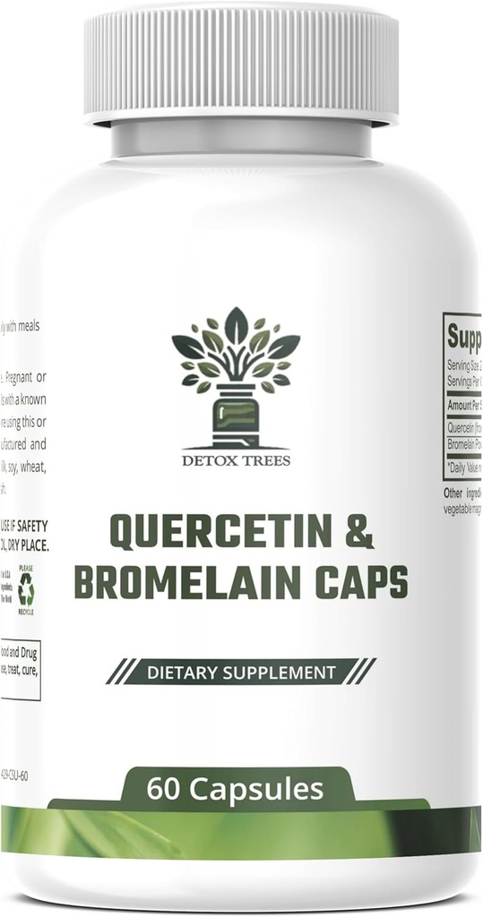 1000mg Quercetin, 200mg Bromelain Complex - Immuunsüsteemi tugi, hooajaline allergia ja hingamisteede tervise täiendus - Vegan, Non-GMO, 60 kapslit