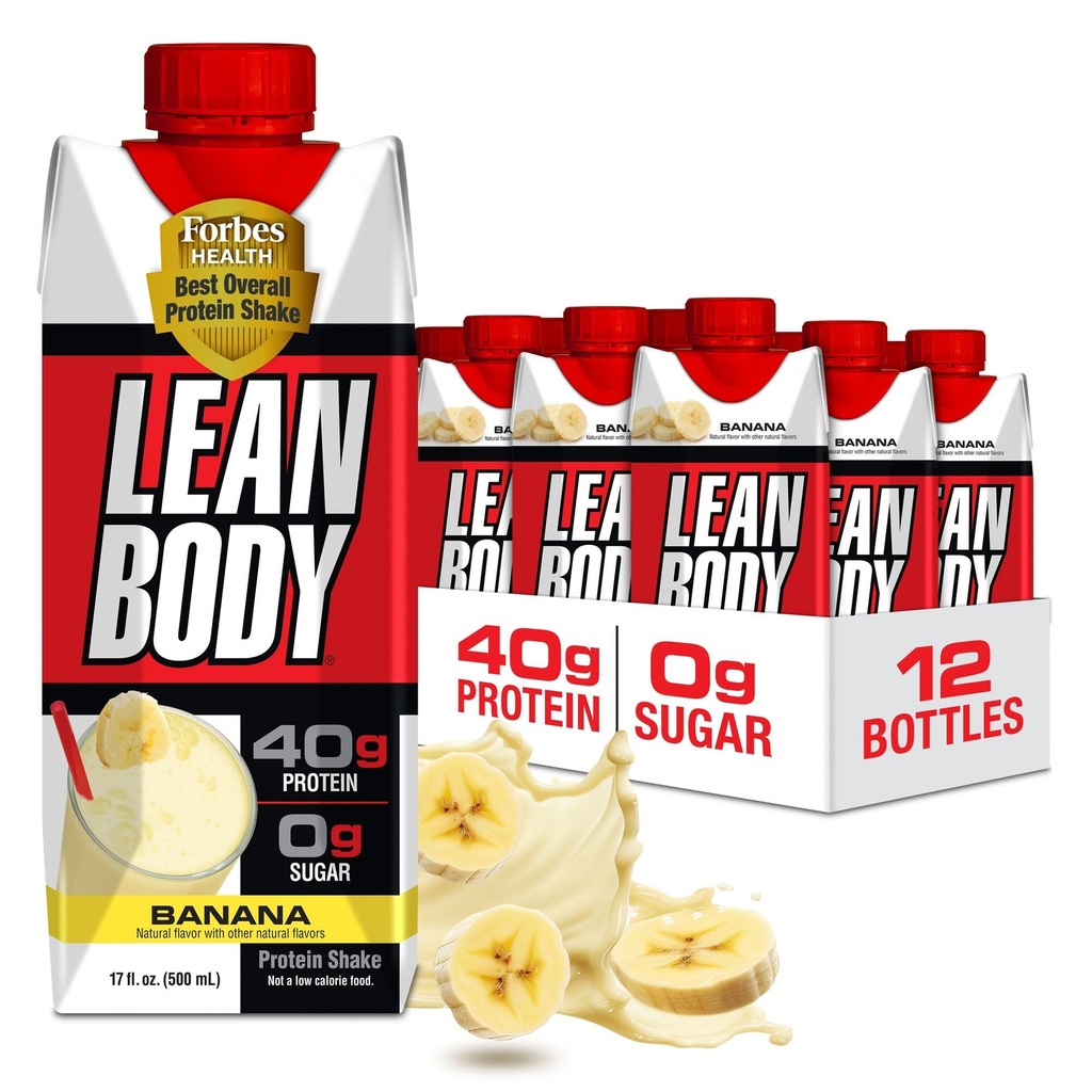 Lean Body Ready-to-Drink Banaanivalgu loksutamine, 40 g valku, vadakusegu, 0 suhkur, gluteenivaba, 22 vitamiinid ja mineraalid, 17 Ounce (ringlussevõetav karp & kanad - pakend 12) LABRADA