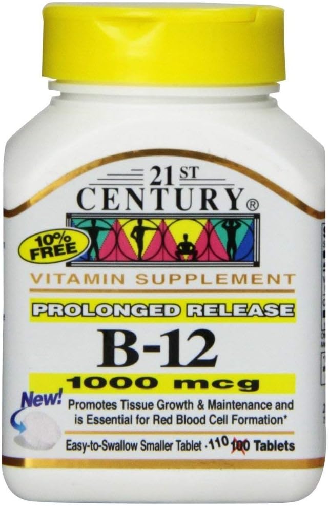 21st Century B-12 1000Mcg toimeainet prolongeeritult vabastavad tabletid 110 Count (2 Pack)