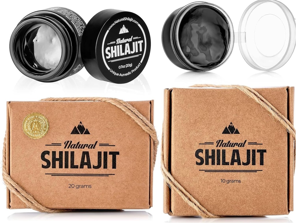 LOODUSLIK SHILAJIT Vaik - Shilajit toidulisand Fulvic Acid & Trace Minerals, Taimsed toitained energia, immuunsüsteemi tugi & Vitality - 20 Gram & 10 Gram