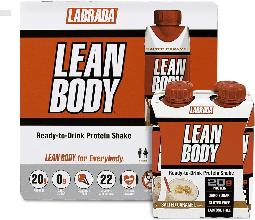 LABRADA TOITLUS - Lean Body RTD vadakuvalgu raputamine, mugav On-The-Go toidu asendamine raputamine meestele ja naistele, 20 grammi valku - nullsuhkrut, laktoosi ja gluteenivaba, soolatud karamelli (16. pakend)