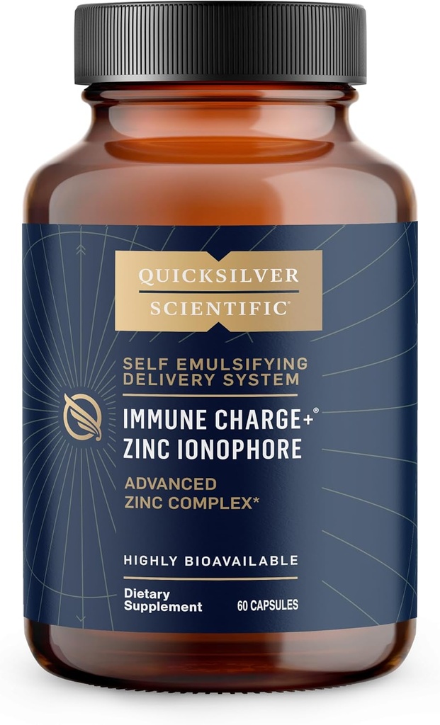 Quicksilver Scientific Immune Charge + Tsink Ionofoori - Tsingi täiendus Kvertsetiin, Luteolin, Hesperetin Immune + GI tugi (60 kapslit)
