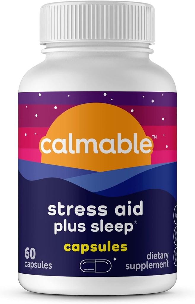 Stressiabi Plus Unetoetus - De-Stress, Lõõgasta ja Sleep Better - Vegan - Melatoniini, Ashwagandha ja L Theanine - Stressitoetus Vitamiini toidulisand - 60 kapslit