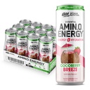 Optimaalne toitumine Amino energia vahuvein Hüdrastusjook, elektrolüüdid, kofeiin, aminohapped, BCAA-d, suhkruvaba, kookosõli Breeze, 12 Fl Oz, 12 Pack (pakendamine võib varieeruda)