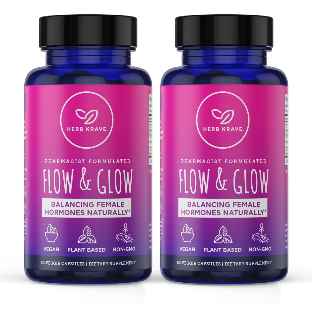 Voola ja sära Looduslik hormoonide tasakaal naistele - PMS & menopausi leevendamine krampide, meeleolu ja öiste higidega Donq Quai & Black Cohosh menopausi jaoks - 60 vegankapslit (2 pakendit)