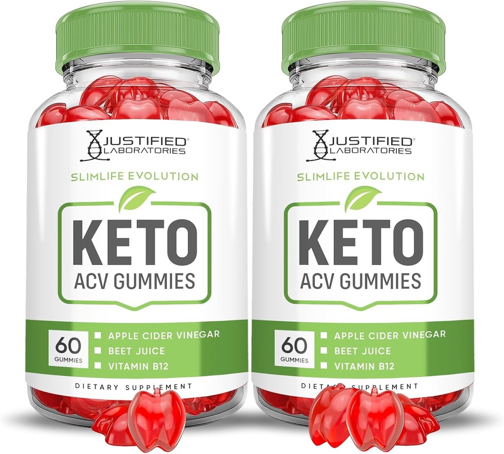 Õigustatud Laboratories (2 Pack Slimlife Evolution Keto ACV Gummies Slim Life1000MG) Õunasiider Äädikas Valmistatud Granaatõunapeedimahl Pulber B12 Vegan 120 Kummid