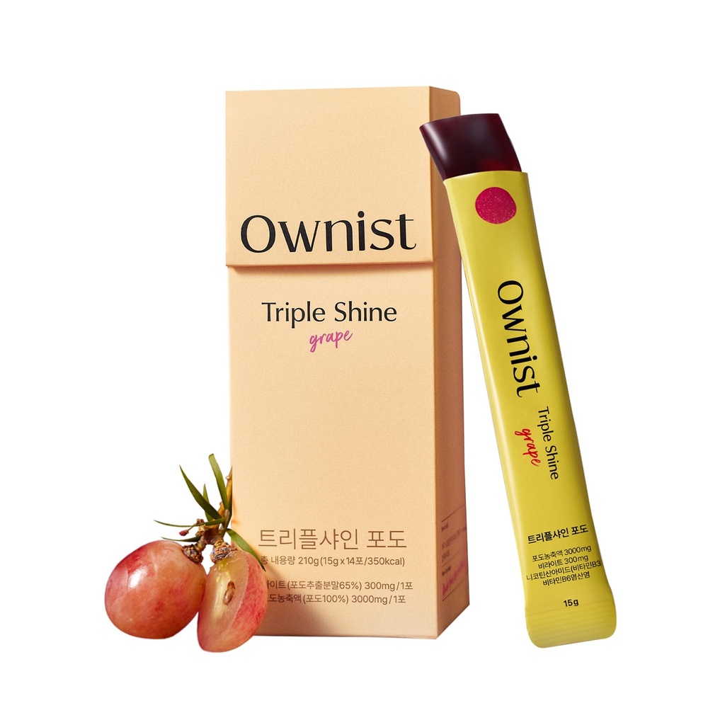 Omanik Triple Shine Grape Jelly On-The-Go - Sihtmärgid Dark Spots & Skin Brightening, Sisaldab BelightTM, Vitamiinid B, C - 14 Stick Packs