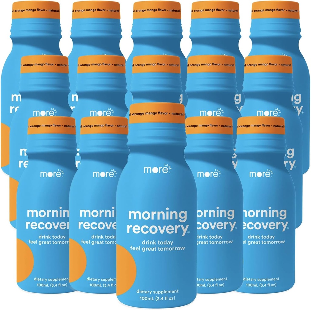 Rohkem Labs Hommikune taastumine Orange Mango Maitse elektrolüüt & Piimaohakas Jook 15 Pack | Hüdraat joomise ajal | Väga lahustuv vedelik DHM