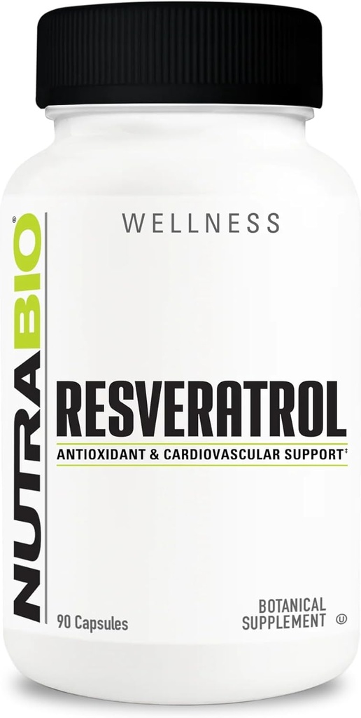 NutraBio Resveratrooli lisand, 500mg - looduslik antioksüdant, mis aitab võidelda vabade radikaalidega ja toetada tervislikku vananemist, 90 kapslit