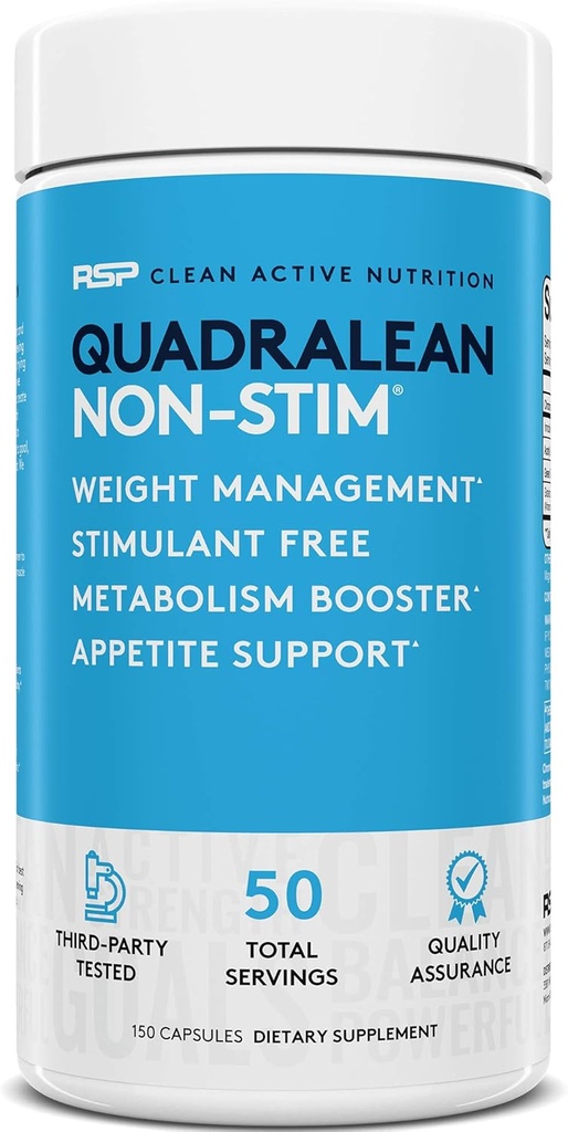 RSP Toitumine QuadraLean - Stimulant Free Weight Management, Metabolism Booster, Energia ja isu Toetus - CLA, L-karnitiin, Roheline Tee Väljavõte, Mitte-Stim valem, 50 Serv (pakendamine võib varieeruda)