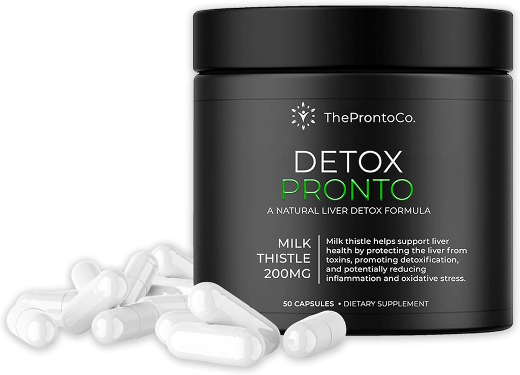Pronto Maks Detox Supplement - Piimaohaka ekstrakt 200mg, Maksa puhastamine ja tugipillid, Detox valem Maksa Tervis, 50 kapslit