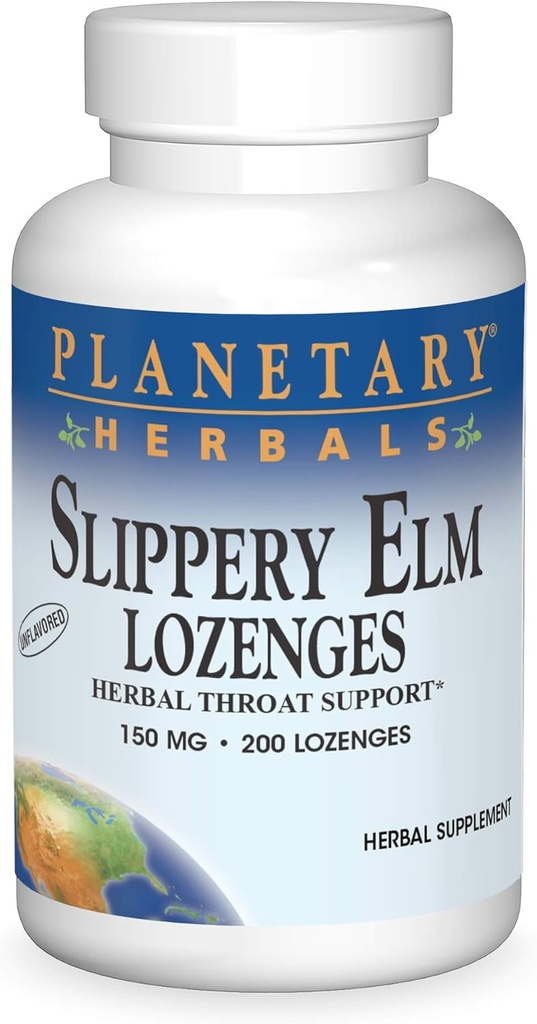 PLANETARY HERBALS Slippery Elm Lozenges, Maitsestamata, 200 krahv