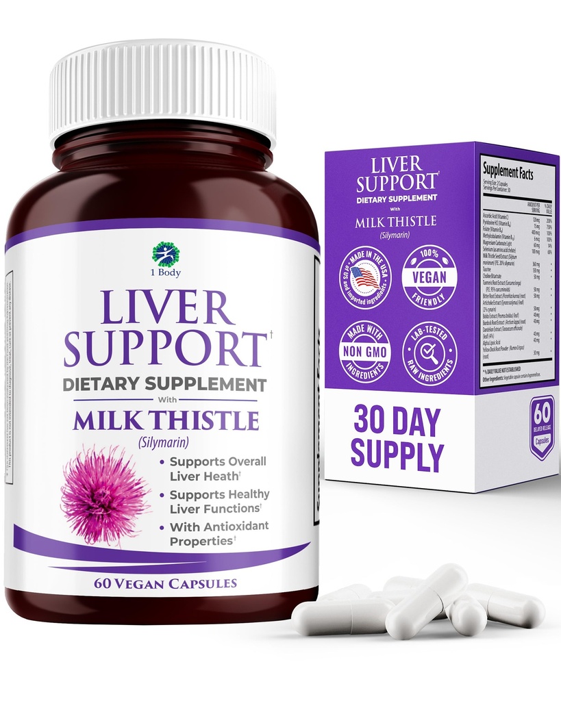 Maksatoetus - Detox & Cleanse Supplement (Taimetoitlane) - täiustatud looduslik maksa tervise valem, mis ühendab piimaohaka, seleeni, kurkumiini, B12-vitamiini, C-vitamiini, alfa-lipohappe, N-atsetüültsüsteiini, magneesiumi, tauriini ja rohkem - 30 päeva pakkumise