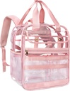 Selge raske töö PVC läbipaistev seljakott, suured praktilised multi-kotid tööks, reisimiseks (Pink)