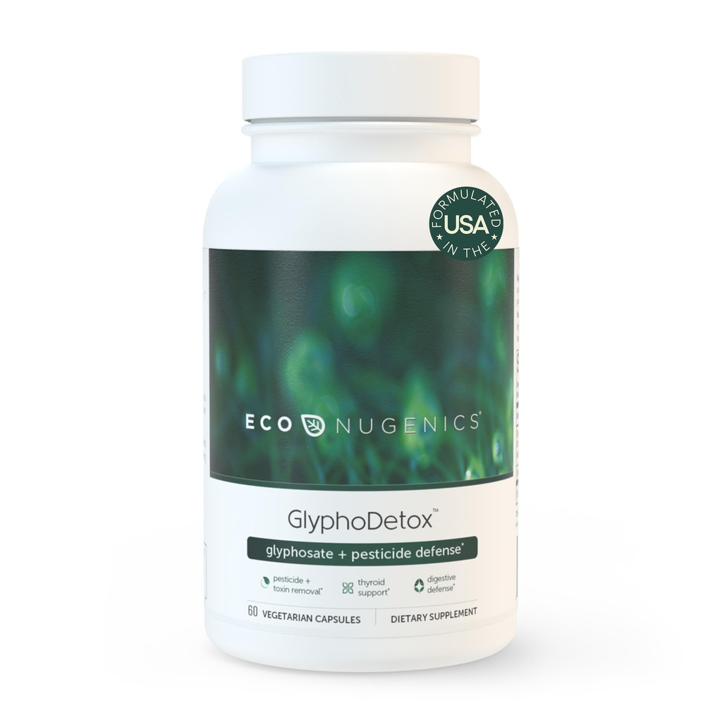 EcoNugenics GlyphoDetox Supplement – Ohutult Eemaldage glüfosaat Pestitsiidid ja põllumajanduslikud toksiinid – Detox Formula w/Kelp, Citrus Pectin, Algimate, Glycine – Meestele ja naistele – 60 kapslit