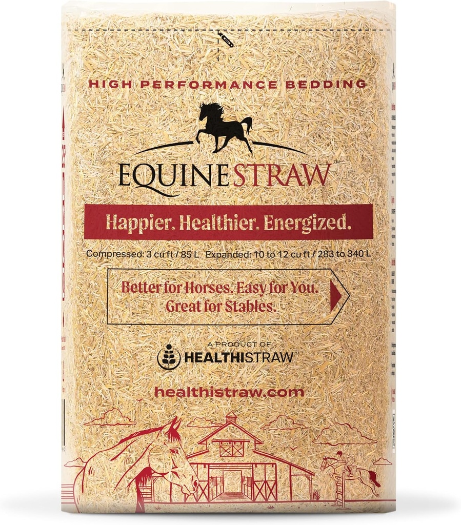 EquineStraw, 3 cu ft (25 lb) Laieneb kuni 10 + cu ft - Nisu õlgede allapanu hobustele, foaling & haagistele - Tolmuvaba, allergeenivaba, absorbeeriv, tundlik nahk ohutu - jätkusuutlikult hangitud