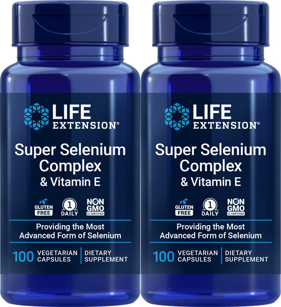 Life Extension Super Selenium Complex 200 mcg & Vitamiin E, 100 Veg Caps (Pack of 2)