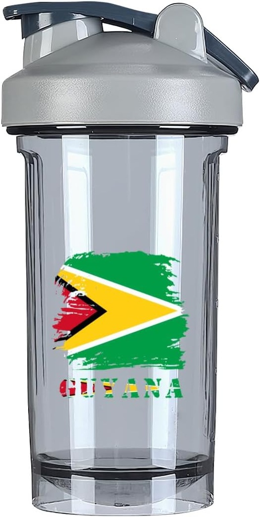 Vintage Guyana Guyanese Lipp 18 Ounce Shaker Cup, Mood teema Muster Shaker Pudel Lekkimiskindel Treening Pudelid 500ML/18 oz Ideaalne Pre Workout-2