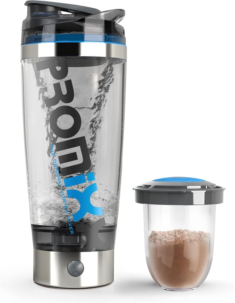 Promixx Pro Shaker Bottle (iX-R Edition) | Laetav, võimas sujuva valgu raputamise jaoks | sisaldab täienduse ladustamist - BPA tasuta | 20oz Cup (hõbesinine/Gray)