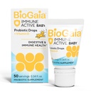 BioGaia Immune Aktiivne beebi probiootikumide tilgad + D-vitamiin | imikutele ja väikelastele 0-36 kuud | toetab seedetrakti ja immuunsüsteemi tervist | Allergen, piima, soja ja gluteeni vaba | 50 päeva pakkumine