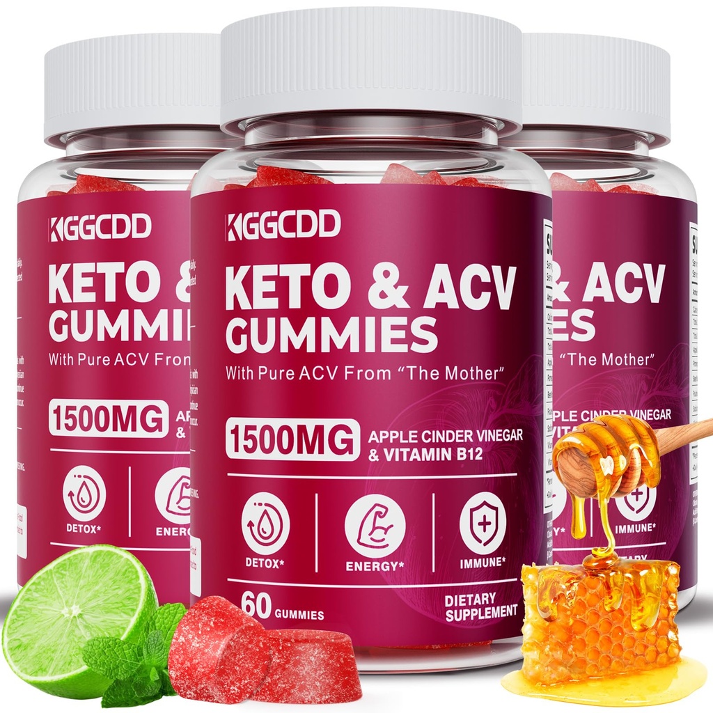 (3 Pack) Keto ACV Gummies Extreme 1500MG Keto Gummies Õunasiider Äädikas Valmistatud Granaatõunapeedi Mahl Pulber B12 Vegan Mitte GMO 180 Gummys