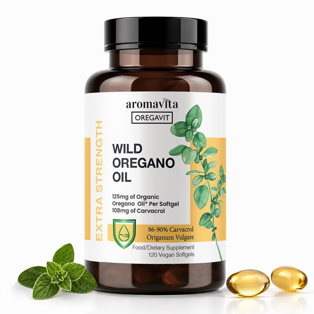 Vegan Wild Oregano Oil Kapslid Orgaaniline, 86-90% karvakrool - 125mg Oregano õli Softgel - Immuun- ja seedetrakti tugi, looduslik antioksüdant, vegan, Non GMO, 120 kapslit