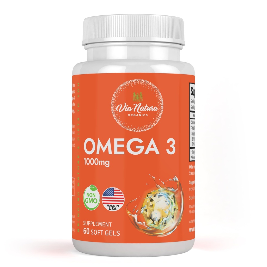 Omega 3 | 1000mg | Kalaõli | Rasvhapped | EPA & DHA | Non-GMO | 60 Softgels
