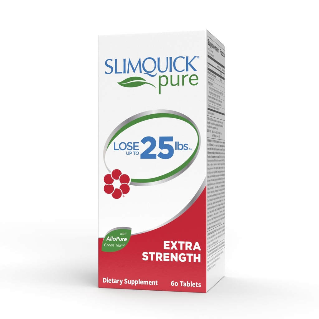 Slimquick Pure 3x ekstra tugevus pillid naistele, aitab saavutada kaalu eesmärgid, aitab ainevahetust, kaotada liigset vett, hoiab täis kauem rohelise tee ekstrakti, Caste Tree, kofeiin, MCT õli - 60 Count