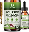 (2 Pack) Orgaaniline Soursop Graviola koos merisambla vedelate tilkadega, Soursop Bitters Vedelik, mis on rikas multivitamiinis loodusliku antioksüdandi, immuunvõimendi, rakutoe ja regeneratsiooni, ananassimaitse