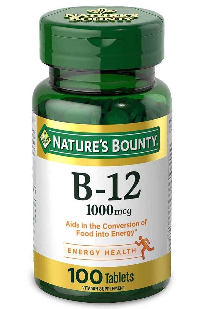 Looduse pearaha vitamiin B12, toetab energia ainevahetust, 1000 mcg, 100 Count.