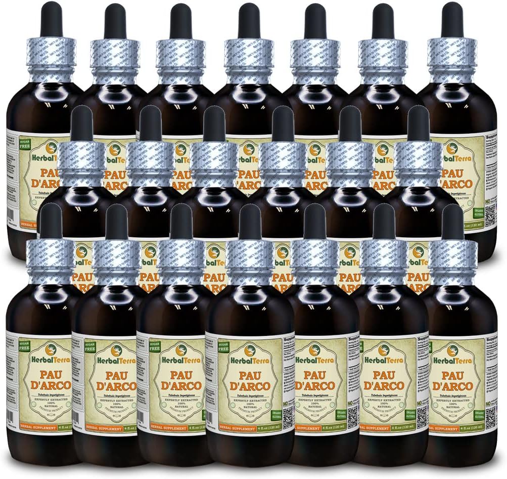 PAU d'arco (Tabebuia Impetiginosa) Tinktuur, kuivatatud koore vedelik ekstrakt (Brändinimetus: HerbalTerra, Proudly Made in USA) 20x4 fl.oz (20x120 ml)