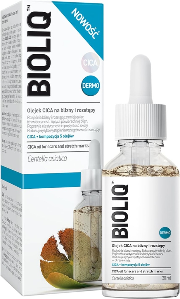 Bioliq - Dermo CICA Õli armide ja venitusmärkide jaoks - vähendab nähtavust, suurendab elastsust raseduse ajal, 5 õli - 30 ml
