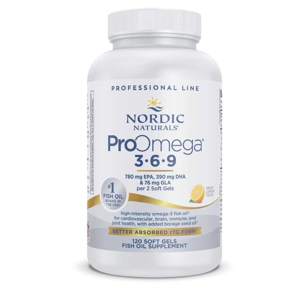 Nordic Naturals ProOmega 3-6-9, sidrunimaitse - 120 pehmet geeli -1360 mg Omega-3 - EPA & DHA koos lisatud GLA-ga - tervislik nahk, tunnetus, positiivne meeleolu - mitte-GMO - 60 serveerimist