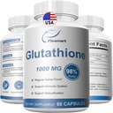 Glutatioonilisand 98%+ Väga puhastatud ja biosaadav - nahahooldus ja detoksifikatsioon L-glutatioon 1000mg immuun- ja maksatoetus - valmistatud USA-s 60 kapslit