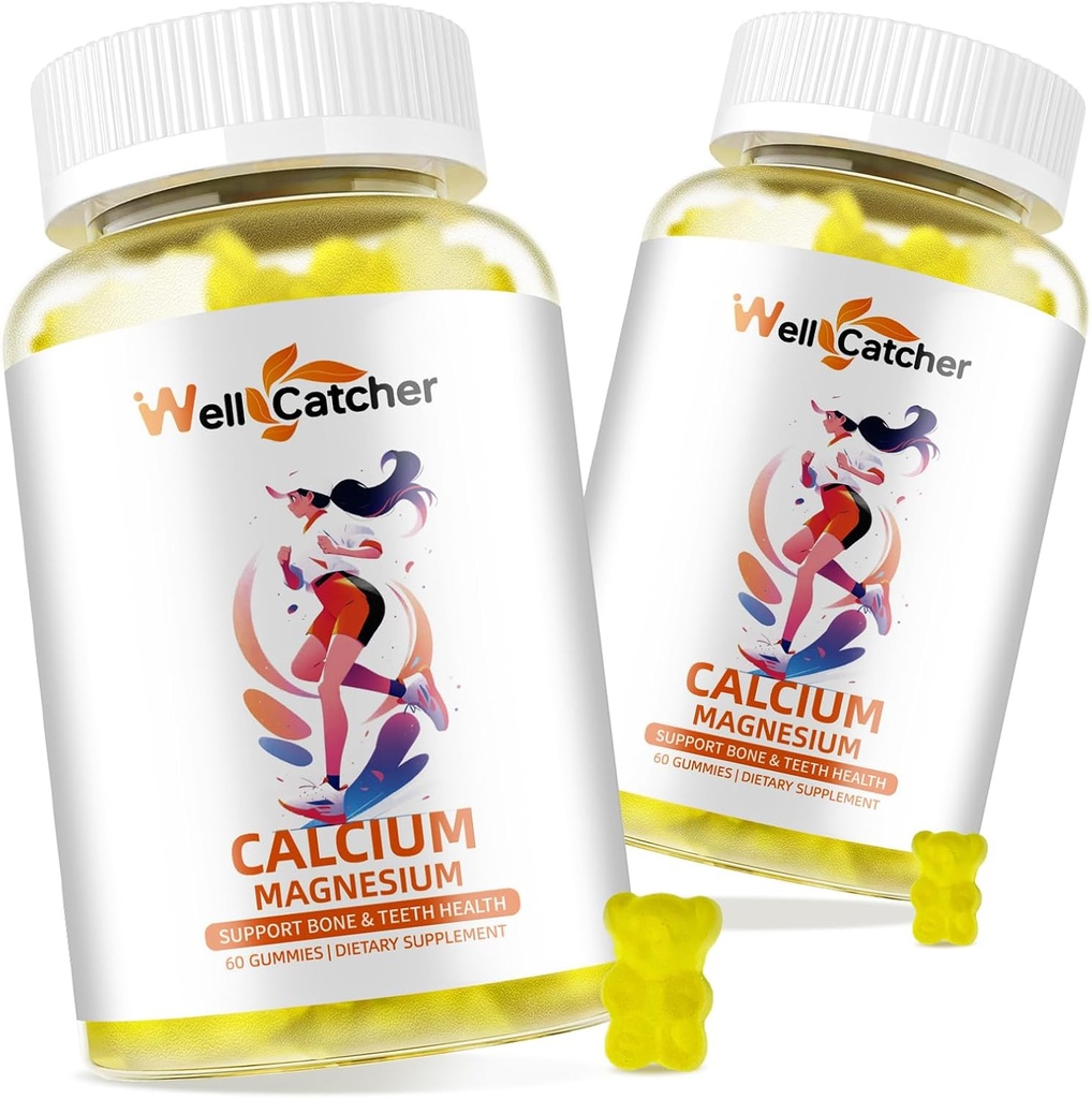 Kaltsium Magneesium Gummies Täiskasvanud Lapsed - Suhkruvaba närimist Vegan vetikad Kaltsium Toidulisandid Naistele Meestele Toetus Plus luu tugevus tsink Kaalium D3 K2 Sidrun Maitse 120CT