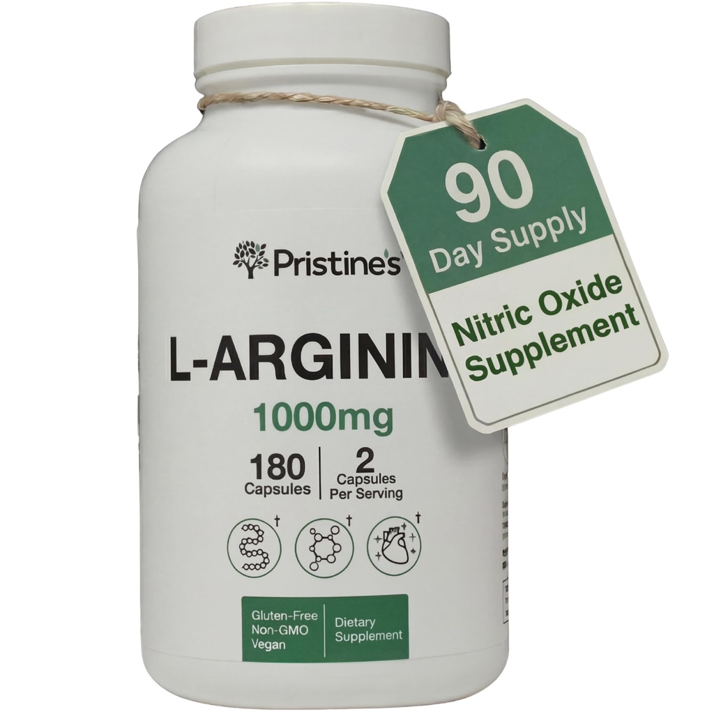 PRISTINE L Arginine Supplements meestele ja naistele - 1000mg Kapslid 90 päeva pakkumise lämmastikoksiidi & Pre Workout Aminohappe tugi