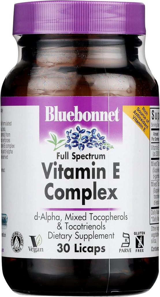 BlueBonnet Full Spectrum Natural Vitamin E Complex Vedelad kapslid, 30 Count (743715006003)