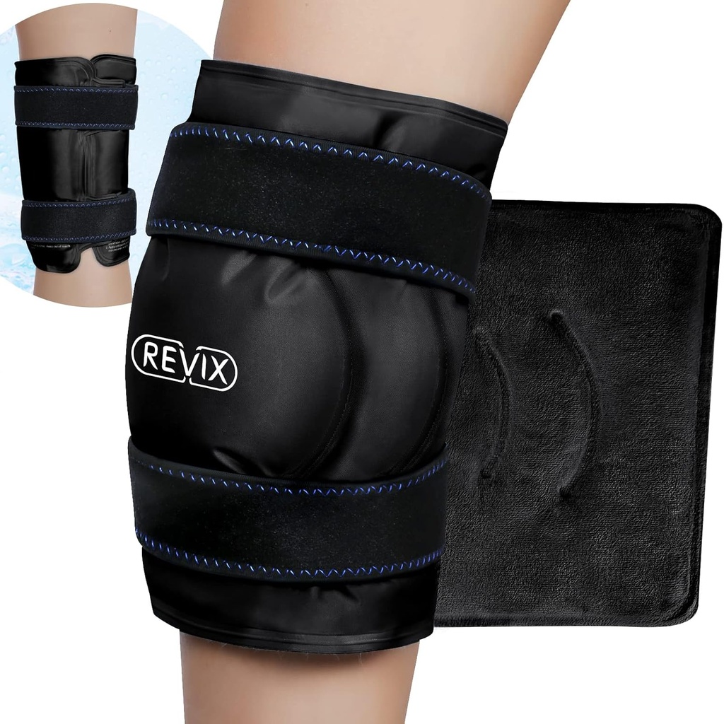 REVIX XL jääpakend põlve asendamise taastamiseks, jäämähis koos külma kokkusurumisega ebamugavuse ja väsimuse jaoks, Gel Cold Pack wrap ümber kogu põlve, edendades paindlikkust ja liikuvust