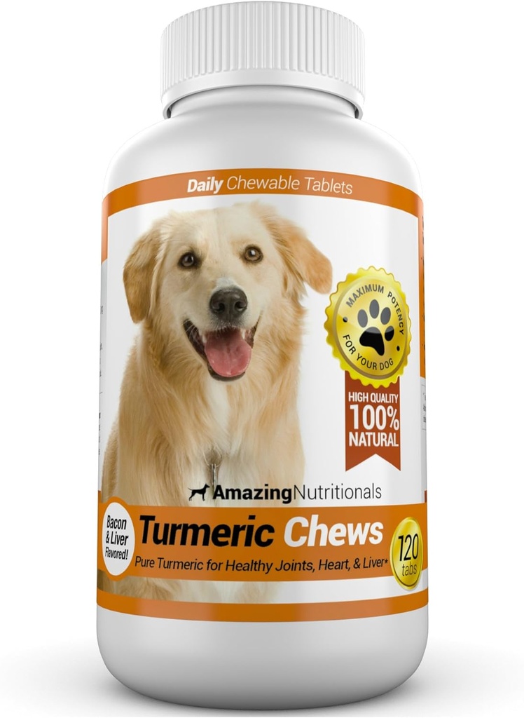 Amazing Turmeric for Dogs Curcumin Lemmiklooma Antioksüdant, kõrvaldab liigesevalu põletik, 120 närimist