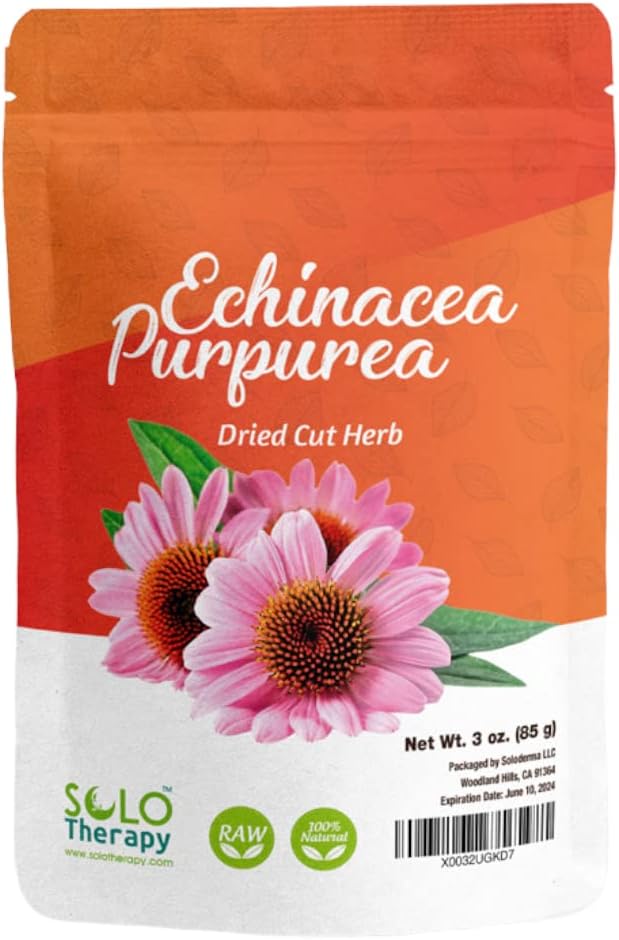 Echinacea Purpurea Herb 3 oz, Echinacea Purpurea Herb Tee, Kuivatatud Lõigatud Herb, Taassuletav Kott, Premium Kvaliteet, 100% Looduslik