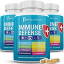 Immuunsüsteemi tugi 8 in 1 kapslid - Tsingi lisand, D3-vitamiin, C-vitamiin ja Elderberry - Immuunsüsteemi lisand koos Echinacea, Ingveri juure ja kurkumiga - [3-Pack, 180 Count]