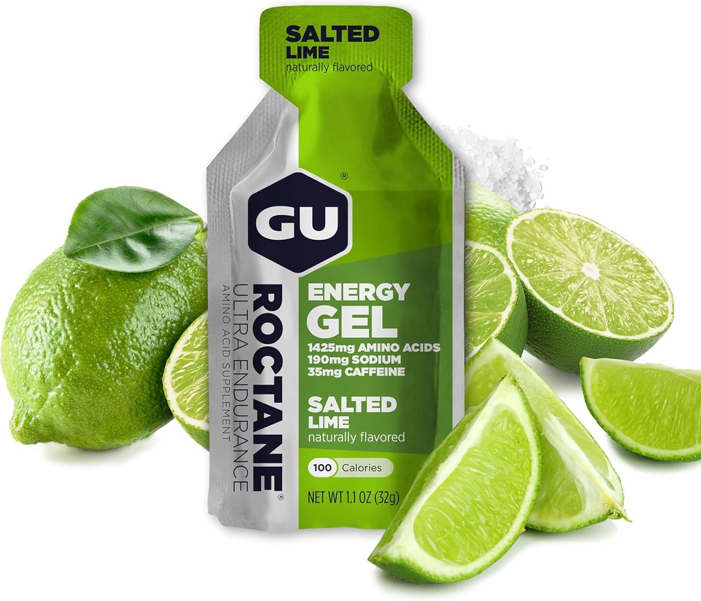 Gu Energy Roctane Ultra Endurance Energy Gel, On-The-Go Sport Nutrition jooksmiseks, jalgrattasõiduks, matkamiseks või suusatamiseks, Soolatud Lume, 24-Count