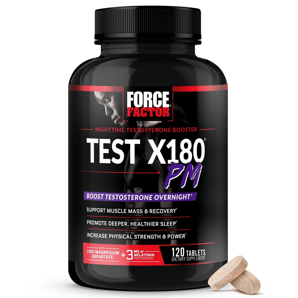 Jõufaktor Test X180 PM Testosterooni Booster Meestele, Üleöö Testosterooni Täiendus Ehita lihaseid, suurendada tugevust ja edendada sügavamat, tervislikumat und ja taastumist, 120 tabletti