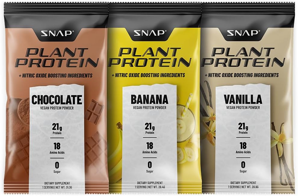 Snap Supplements 100% taimse valgu pulbri pakendid lämmastikoksiidi võimendaja (10 Pack, sordipakett)