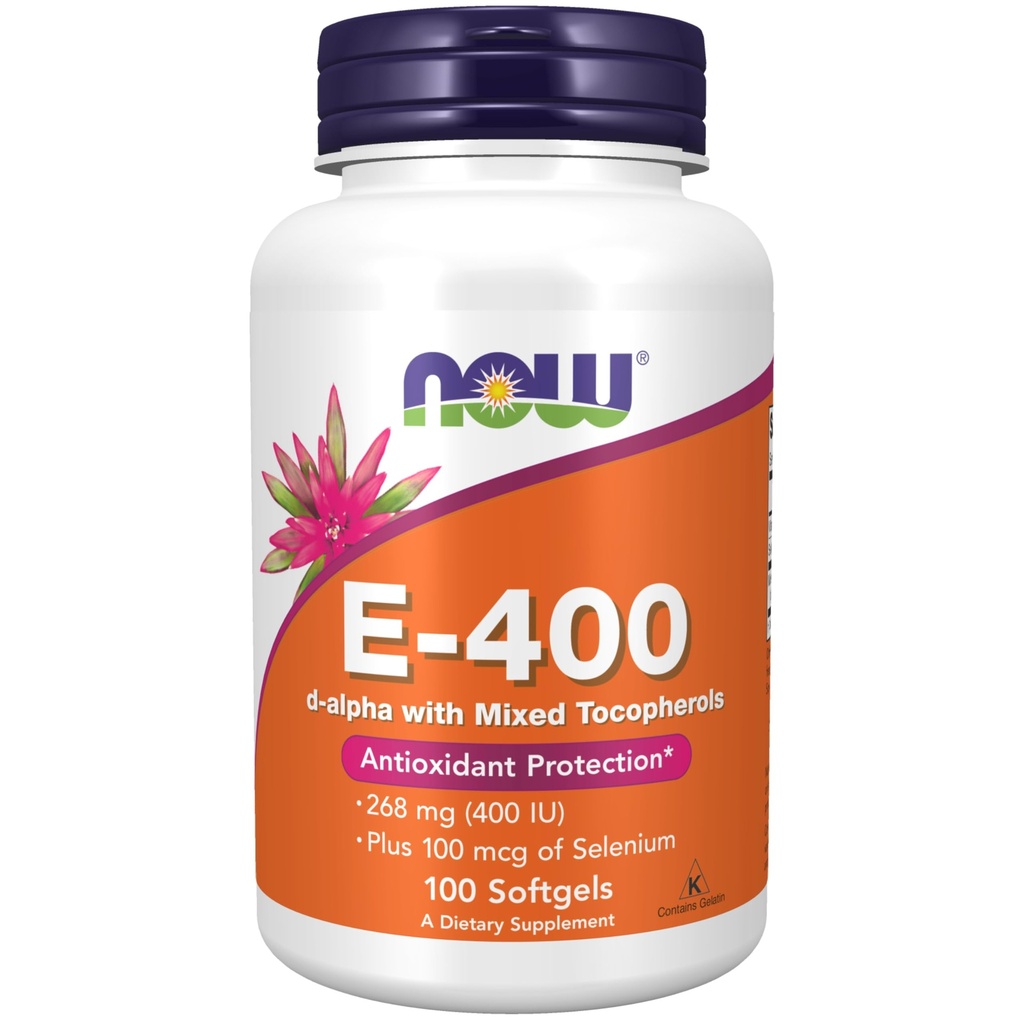 NOW toidulisandid, vitamiin E-400 RÜ, segatud tokoferoolid, antioksüdantide kaitse *, 100 softgeeli