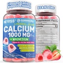 Kaltsiumilisandid naistele, meestele - liposomaalne kaltsium 1000mg vitamiiniga D3 K2, magneesiumglütsinaat, tsink, boor, ränidioksiid luude tervise jaoks - suhkruvaba kaltsium Magneesium tsink Gummies, Vegan, 60 krahv