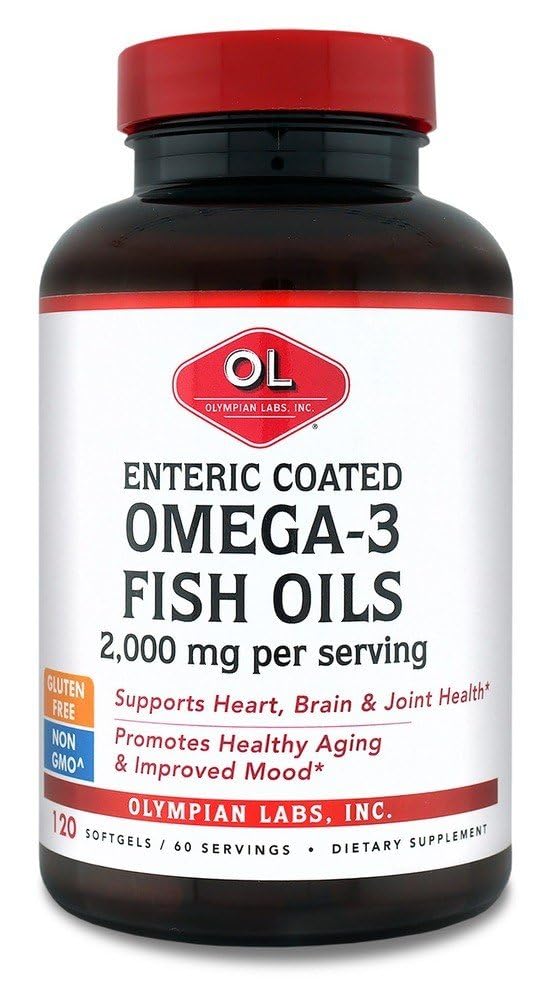 Olympian Labs Enteric kaetud Omega 3 kalaõli, 2000 mg portsjoni kohta 60 portsjonit, 120 Softgels