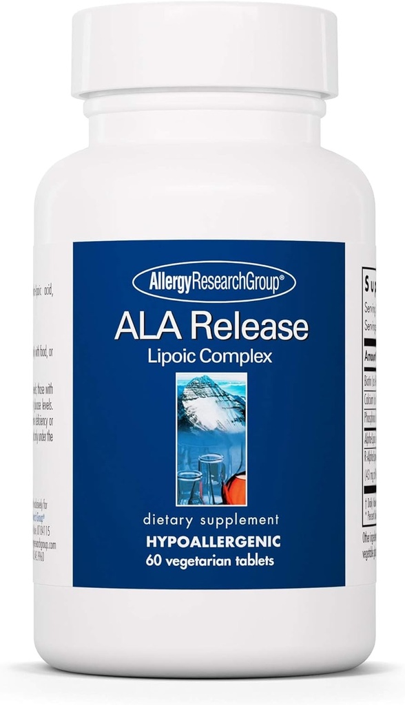 Allergy Research Group ALA Release - Alpha-Lipoic Acid Complex, R-Alpha-Lipoic, Biotin, Calcium, Nutritional Supplement, Vegetarian Tablets - 60 Count